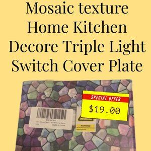 Mosaic texture Home Kitchen Decore Triple Light Switch Cover Plate